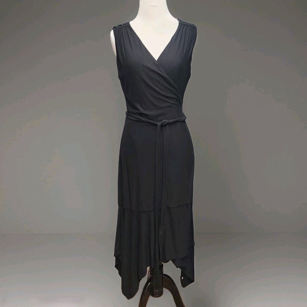 Athleta Midi Wrap Dress Black SZ Small Soft and Flowy